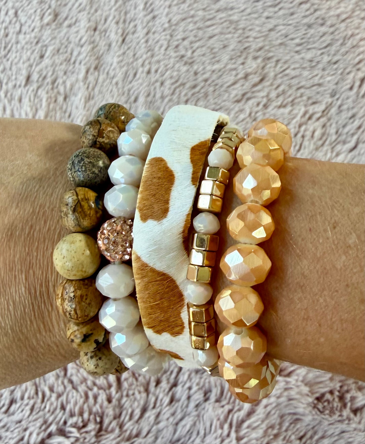 Cowhide Stacked Bracelet
