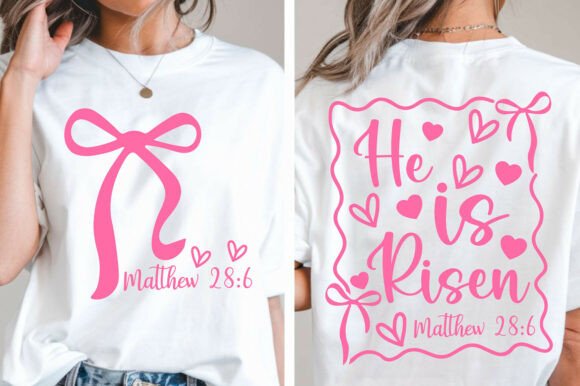He is Risen- Pink Bow Tee