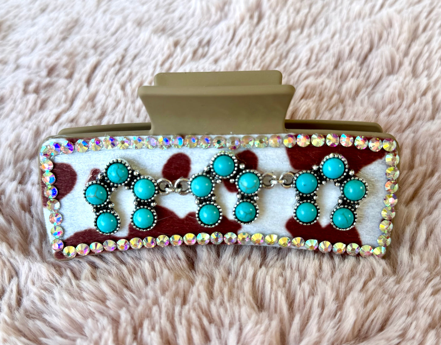 Turquoise Animal Hide Clip