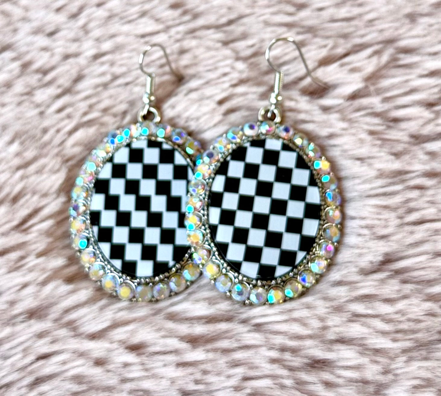 Checkered Rhinestone Earrings