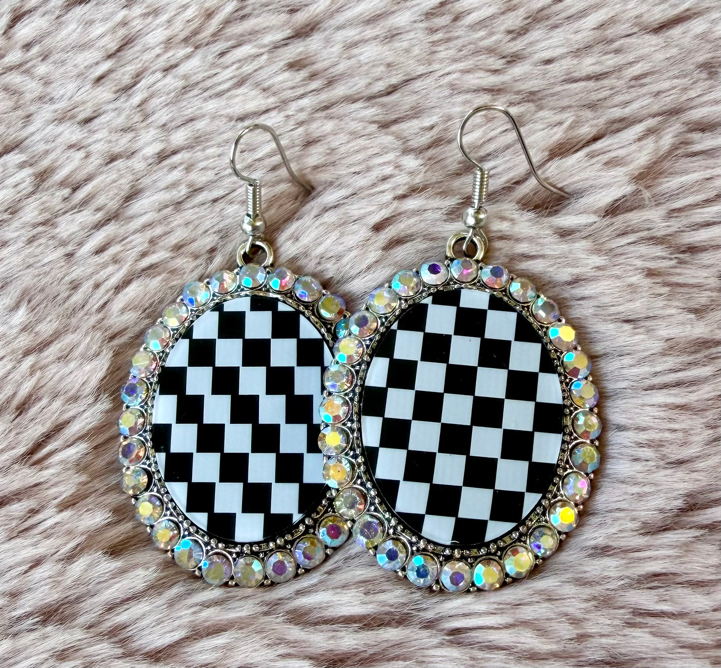 Checkered Rhinestone Earrings