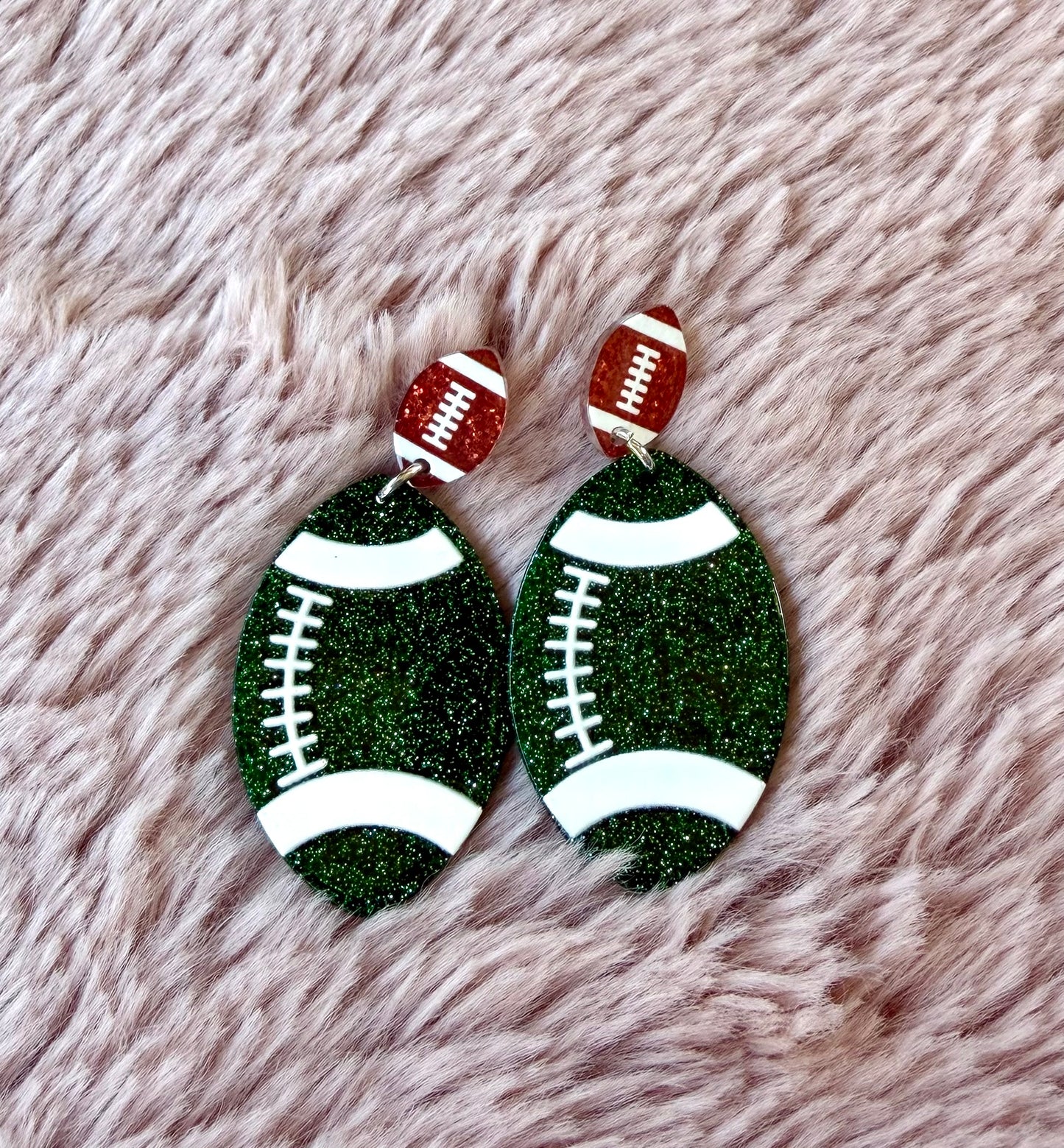 Green Game Day Earrings