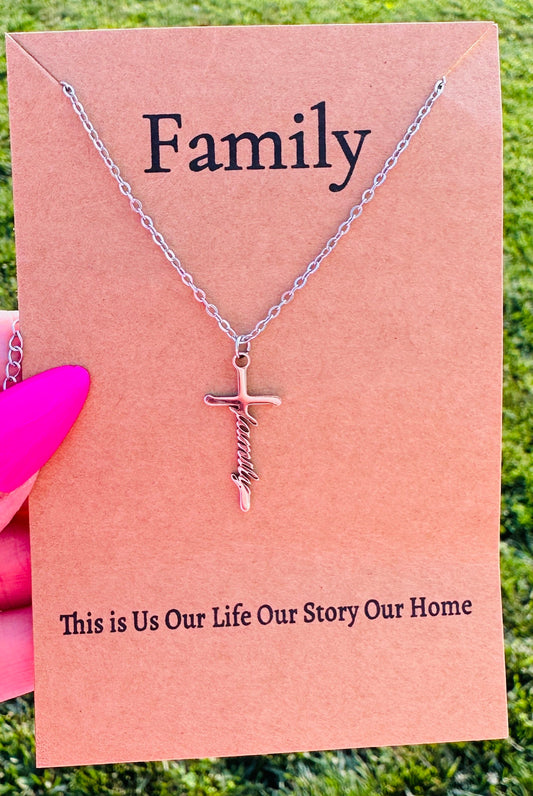 Waterproof Family Cross Necklace