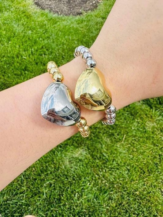Golden Heartbeat Mixed Metal Bracelet- Two Colors