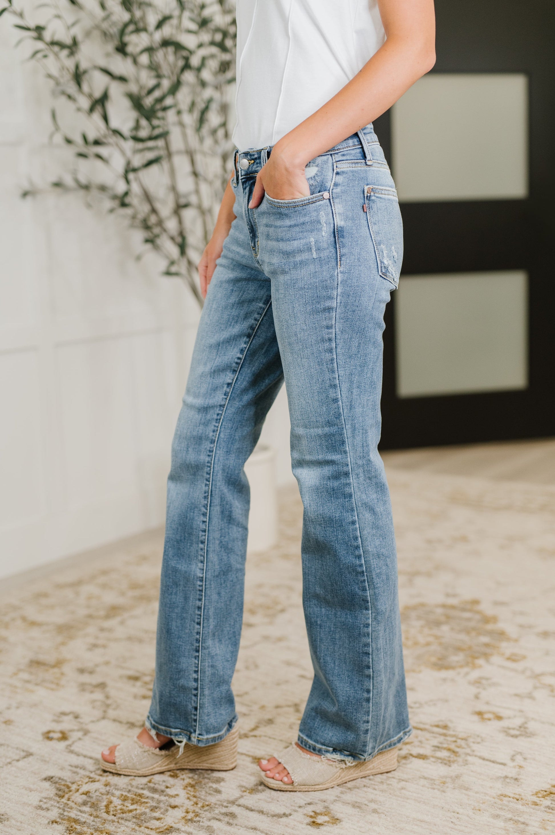 Lorena Mid Rise Vintage Wash Bootcut Jeans