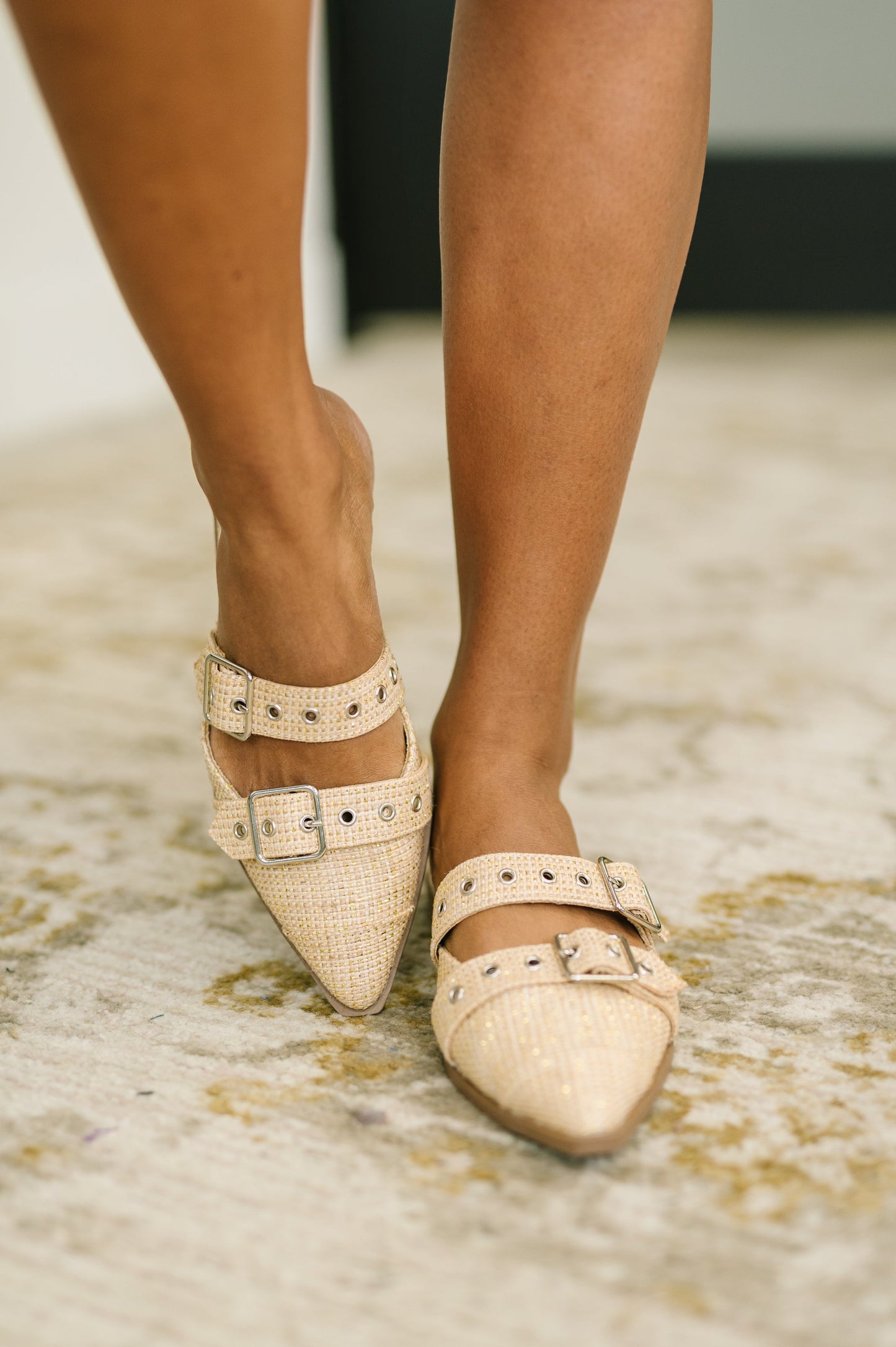 Usual Pointy Toe Double Buckle Flat