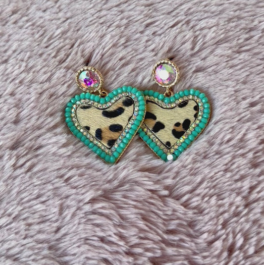 Western Heart Earrings Turquoise