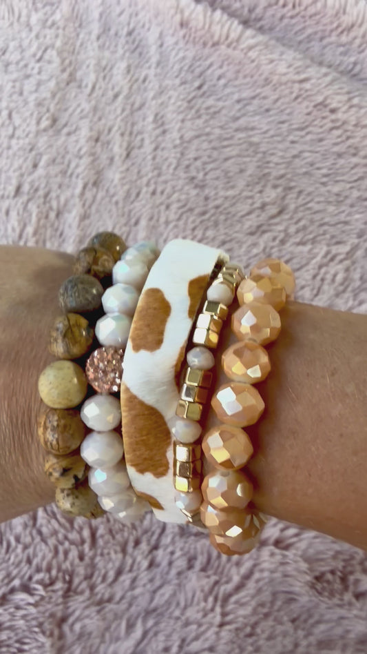 Cowhide Stacked Bracelet
