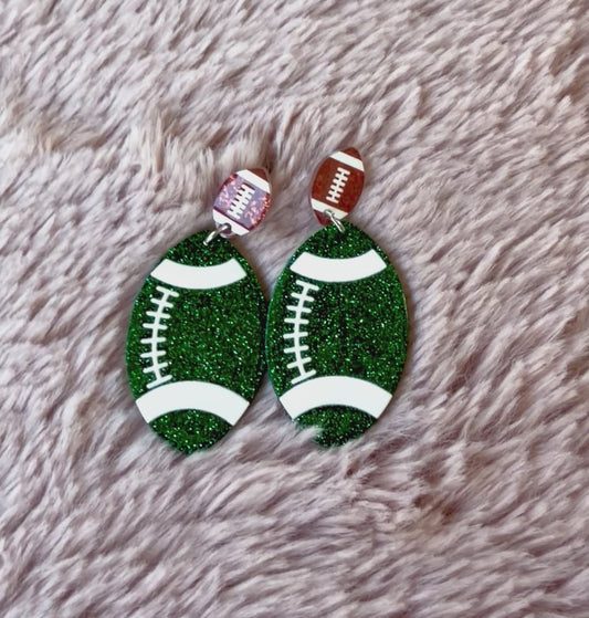 Green Game Day Earrings